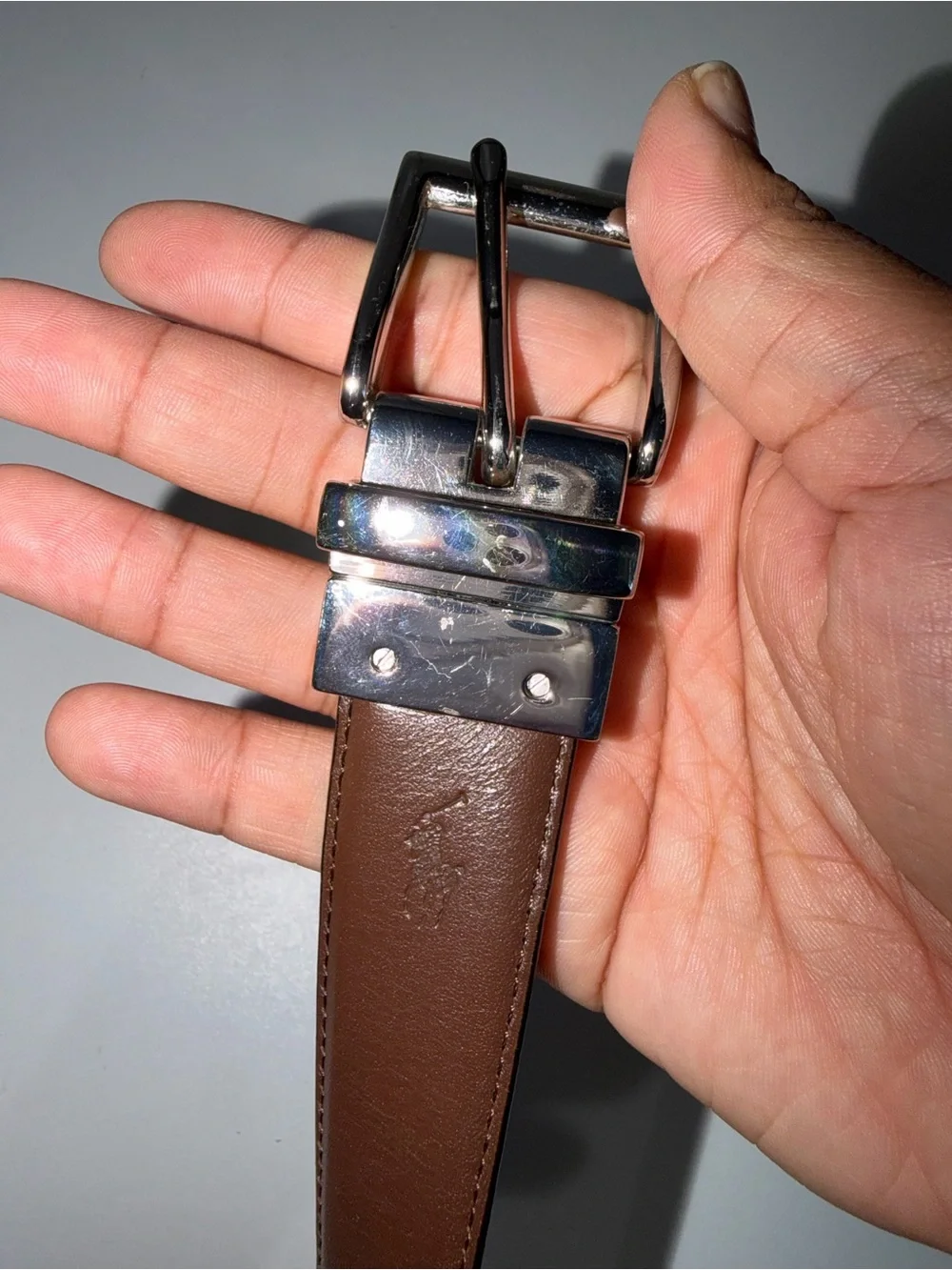 Polo by Ralph Lauren Black Leather Belt with Silver Buckle